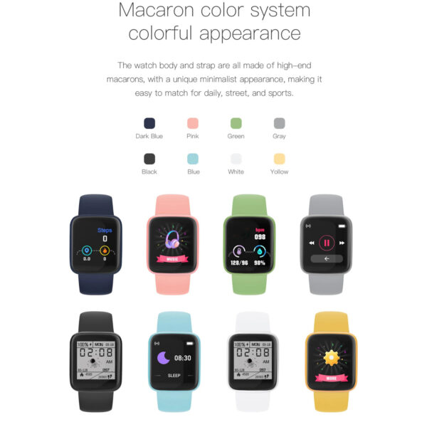 Смарт-часы D20/y68 Macaron Color Bt4.0 водонепроницаемые с экраном 1,44 дюйма