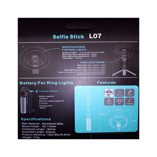 Кольцевая лампа Selfie Stick L07