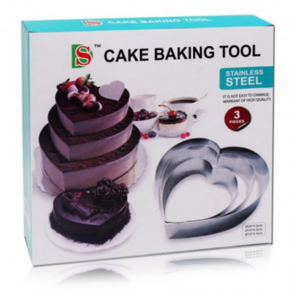 Набор металлических форм для выпечки Cake Baking Tool Сердце 3 шт.