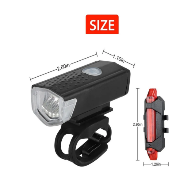 Набор фонарей на велосипед | Набор фара + стоп задний красный 4 режима USB