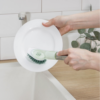 Набор для чистки посуды Практик Ручка-дозатор, 4 щетки, держатель-стойка, цвет зеленый