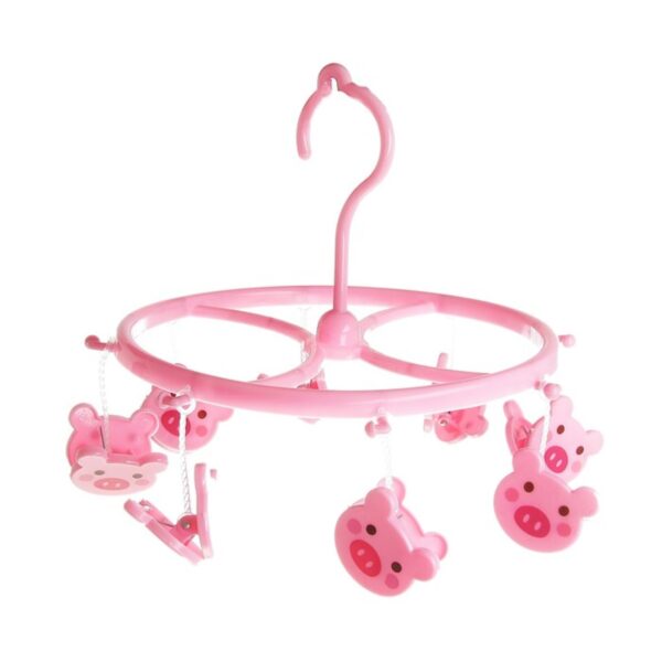 Сушилка для белья подвесная круглая "Свинка" 8 прищепок 18 см розовый