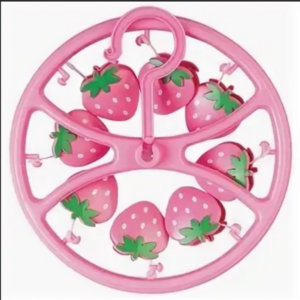 Сушилка для белья подвесная круглая "Клубника" 8 прищепок, розовый