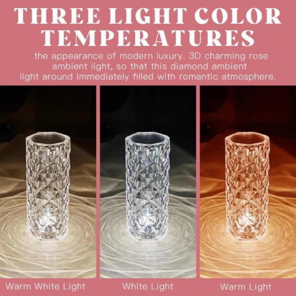 Светодиодный светильник лампа ночник роза кристалл декоративный с пультом | 16 цветов | заряжаемый