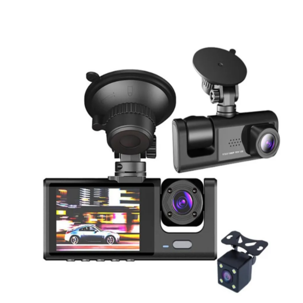 Автомобильный видеорегистратор с 3 объективами 3-канальный HD 1080P Recorder