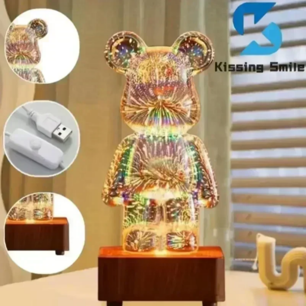 3D фейерверк Медведь ночник проекция красочная